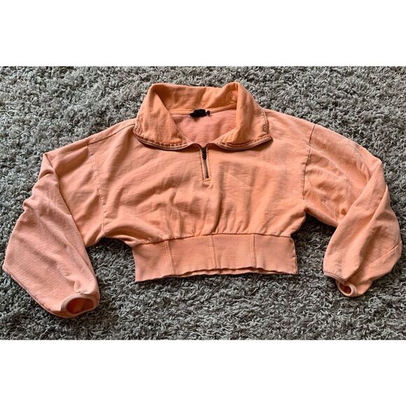 OUT FROM UNDER Urban Outiftters Buginsect ORANGE Crop 1/4 zip SWEATSHIRT sz XL - Picture 5 of 6